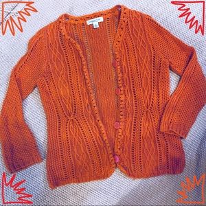 Orange cabled cardigan